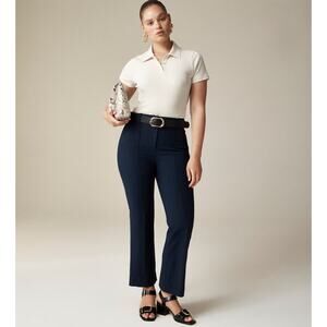 J.Crew Cropped Natalia Pants SZ 10 Navy Four-season Stretch High Rise Front Seam